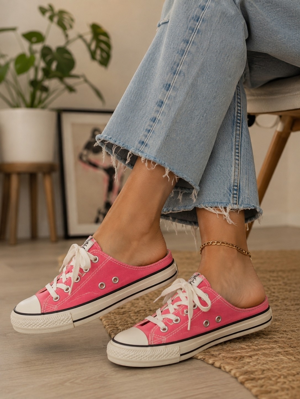 Converse All Star Pink Mule Sneakers 7/9 Slides Slip On Skater Metal Streetwear